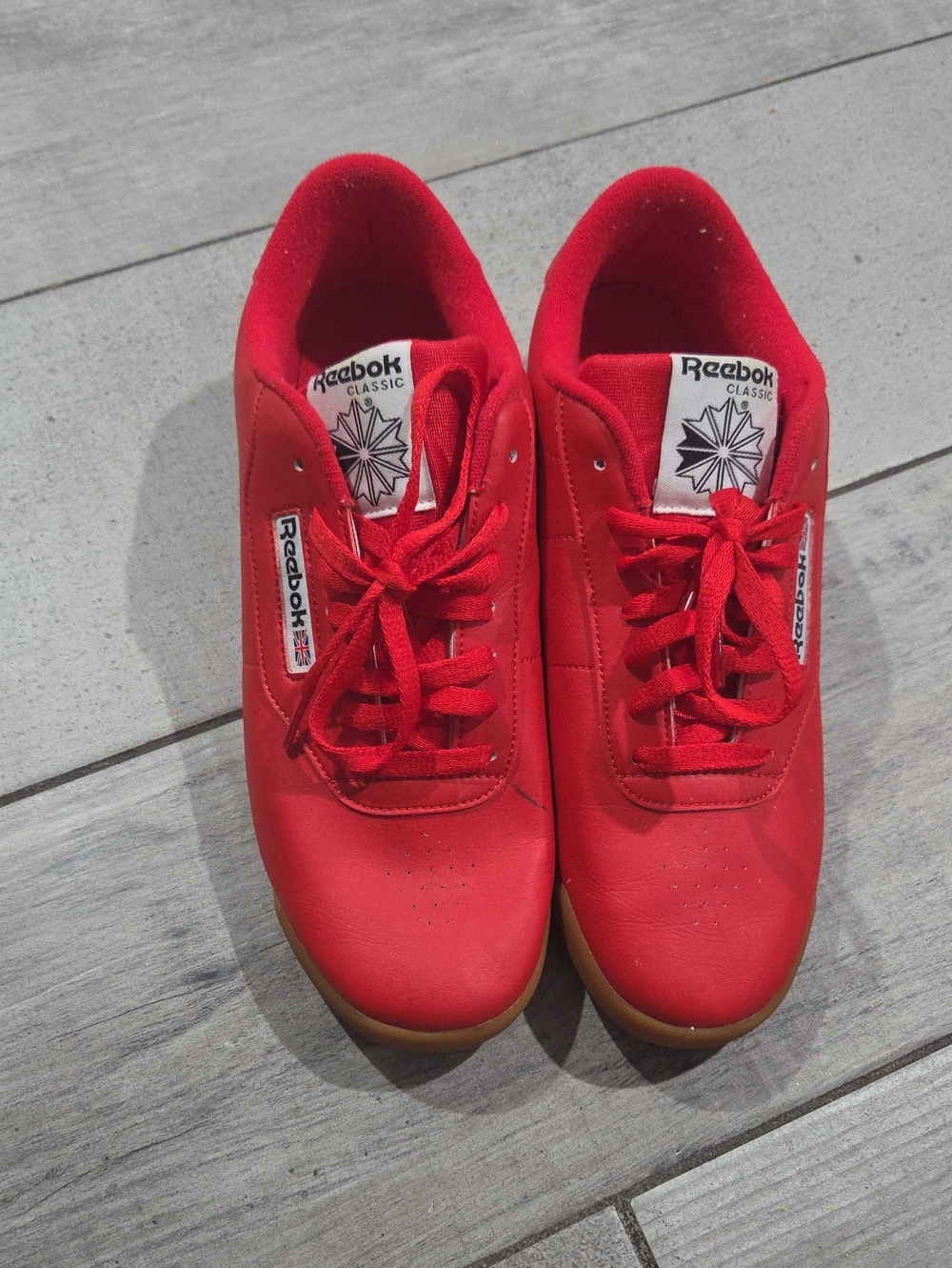 Reebok Classic Leather Sneakers - Red with Gum Outsole Size 11.5